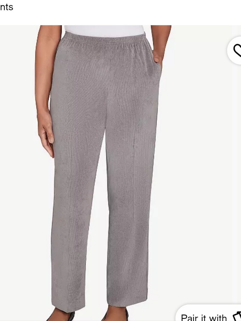Alfred Dunner Elastic Waist Pull On Corduroy Pants